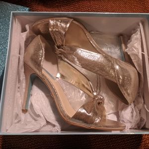 NIB Betsey Johnson "Blue" gold sparkle heels